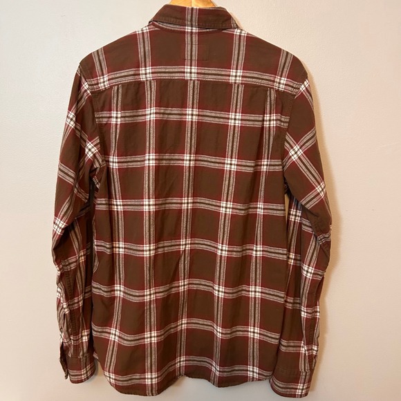 The North Face Mens M Red Brown Plaid Flannel Shirt Long Sleeve Button Down - Picture 3 of 7